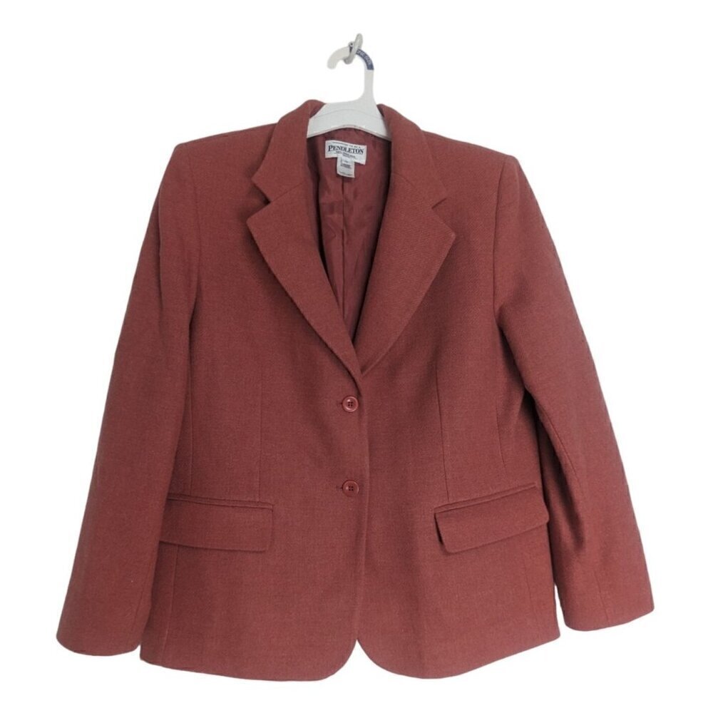 Pendleton 100% Virgin Wool Dusty Pink 2 Button Blazer Women's Size 14